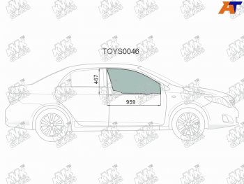 2 349 р. Стекло боковое опускное (Спереди Справа Цвет зеленый) Toyota Corolla (E150) 06-13  Corolla USA (E KMK TOYS0046  с доставкой в г. Пермь. Увеличить фотографию 1