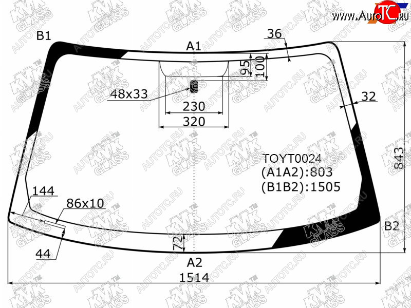 5 699 р. Стекло лобовое TOYOTA CAMRY GRACIA 45D 96-01MARK II QUALIS 97-02                                   KMK TOYT0024  с доставкой в г. Пермь