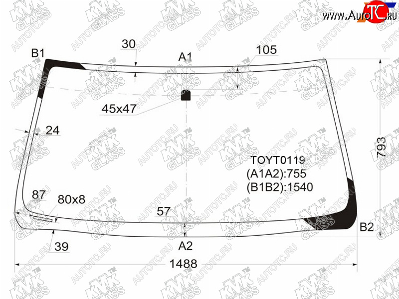 4 799 р. Стекло лобовое TOYOTA LAND CRUISER PRADO 35DLEXUS GX470 02-09                                      KMK TOYT0119  с доставкой в г. Пермь