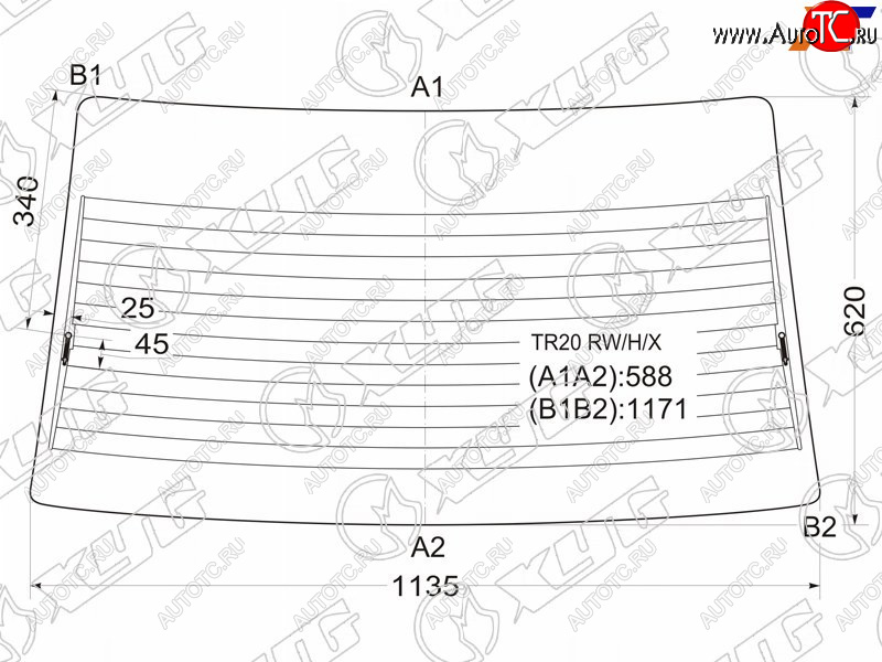 8 749 р. Стекло заднее (Цвет зеленый Обогрев) Toyota Estima 90-99  Estima Emina 92-99  Estima Lucida 92-99 XYG TR20 RW/H  с доставкой в г. Пермь