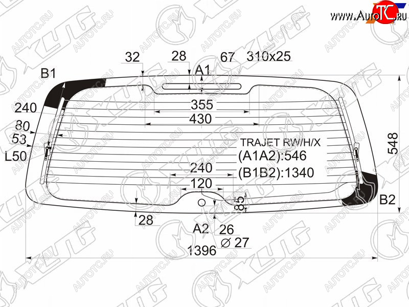 12 449 р. Стекло заднее (Цвет зеленый Обогрев) Hyundai Trajet 99-08 XYG TRAJET RW/H/X  с доставкой в г. Пермь