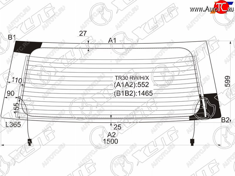 11 249 р. Стекло заднее (Цвет зеленый Обогрев) Toyota Estima 00-05  Previa 00-07 XYG TR30 RW/H/X  с доставкой в г. Пермь