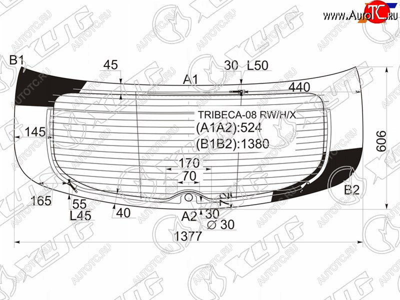 13 199 р. Стекло заднее (Цвет зеленый Обогрев Антенна) Subaru B9 Tribeca 07-14  Tribeca 07-14 XYG TRIBECA-08 RW/H/X  с доставкой в г. Пермь
