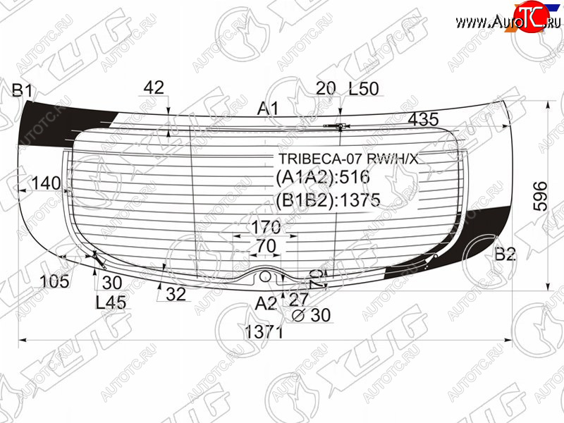 16 649 р. Стекло заднее (Цвет зеленый Обогрев Антенна) Subaru B9 Tribeca 04-07 XYG TRIBECA-07 RW/H/X  с доставкой в г. Пермь