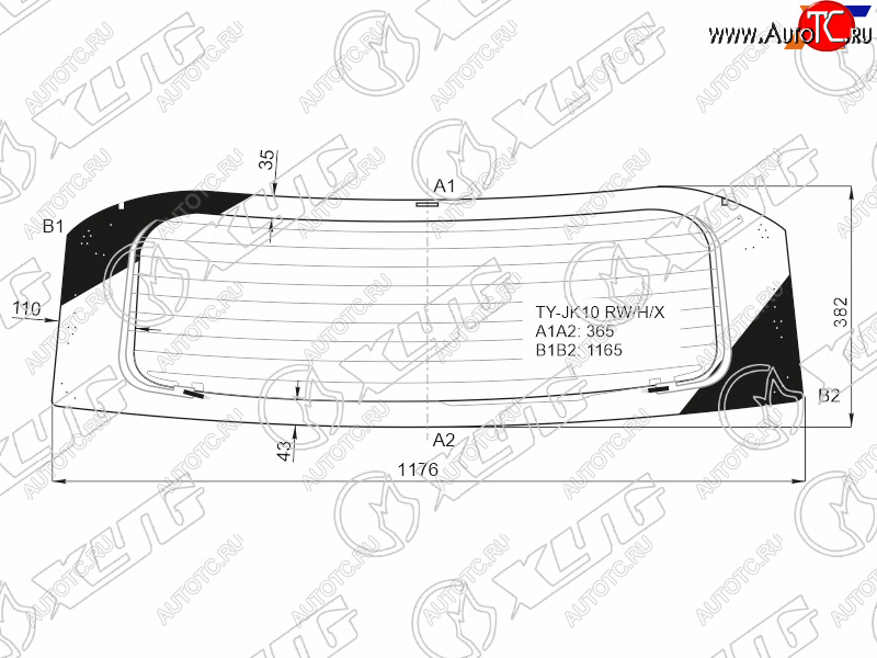8 299 р. Стекло заднее (Цвет зеленый Обогрев) Toyota Aqua 11-21 XYG TY-JK10 RW/H/X  с доставкой в г. Пермь