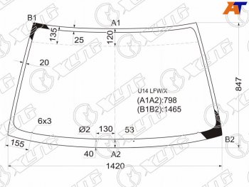 Стекло лобовое (Сборка Европа) Nissan Primera 95-02  Infiniti G20 99-02  Nissan Bluebird 96-01  P XYG U14 LFW/X
