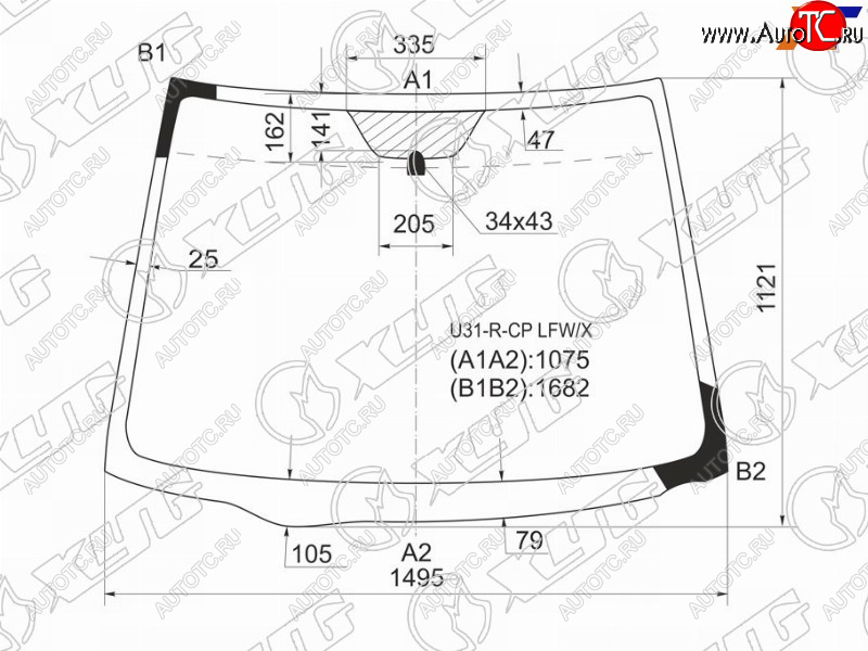 10 999 р. Стекло лобовое NISSAN PRESAGE 03-10                                                                  XYG U31-R-CP LFW/X  с доставкой в г. Пермь
