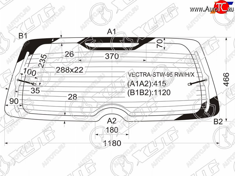 11 699 р. Стекло заднее (Цвет зеленый Обогрев 5D WGN) Opel Vectra 95-03 XYG VECTRA-STW-95 RW/H/X  с доставкой в г. Пермь