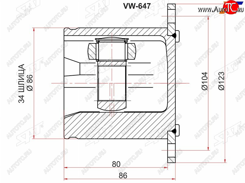 2 899 р. Шрус внутренний AUDI Q5 08-A4 07-A5S5 07- SAT VW-647  с доставкой в г. Пермь