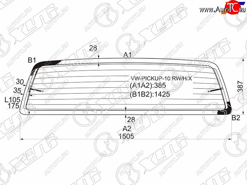 8 799 р. Стекло заднее (Цвет зеленый Обогрев) Volkswagen Amarok 10-20 XYG VW-PICKUP-10 RW/H/X  с доставкой в г. Пермь