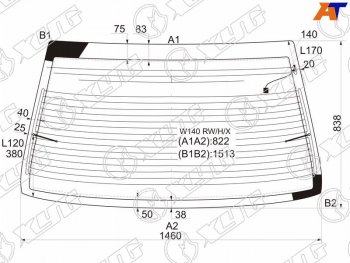 9 749 р. Стекло заднее (Цвет зеленый Обогрев Антенна) Mercedes-Benz S-Class 91-99 XYG W140 RW/H/X  с доставкой в г. Пермь. Увеличить фотографию 1