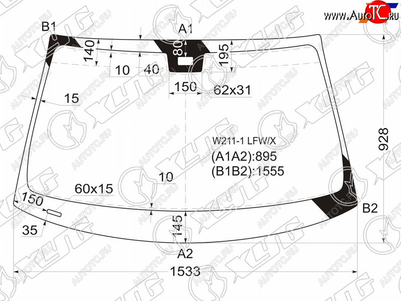 8 999 р. Стекло лобовое (Датчик дождя Панорамная крыша 4D SED5D WGN) Mercedes-Benz E-Class 02-09 XYG W211-1 LFW/X  с доставкой в г. Пермь