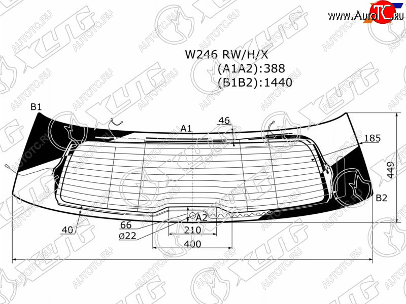 13 199 р. Стекло заднее (Цвет зеленый Обогрев Антенна) Mercedes-Benz B-Class 11-18 XYG W246 RW/H/X  с доставкой в г. Пермь