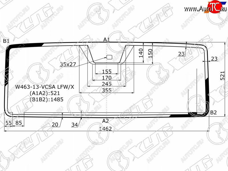 8 649 р. Стекло лобовое (Антенна Датчик дождя) Mercedes-Benz G-Class 12-18 XYG W463-13-VCSA LFW/X  с доставкой в г. Пермь