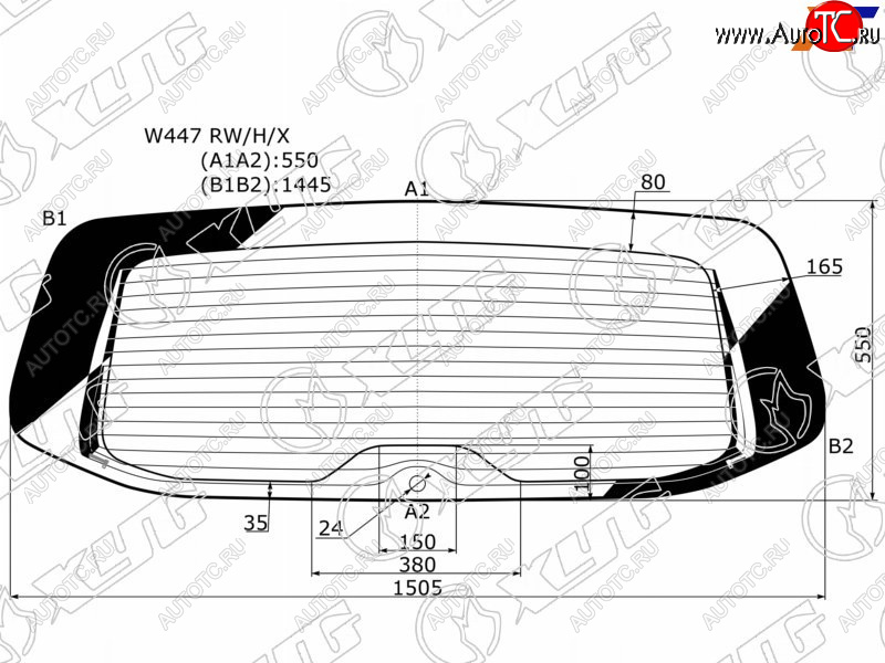 10 849 р. Стекло заднее (Цвет зеленый Обогрев) Mercedes-Benz V-Class 14-  Vito 14-20 XYG W447 RW/H/X  с доставкой в г. Пермь