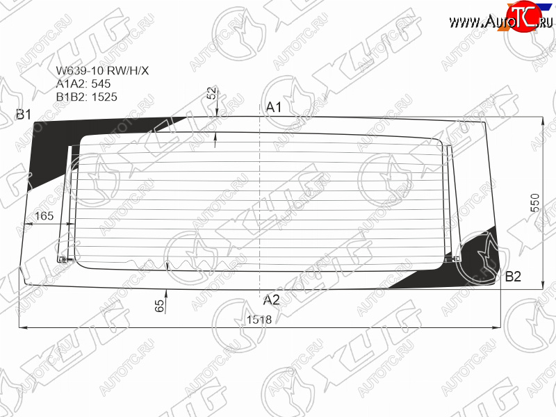 9 749 р. Стекло заднее (Цвет зеленый Обогрев) Mercedes-Benz Viano 10-14  Vito 10-14 XYG W639-10 RW/H/X  с доставкой в г. Пермь