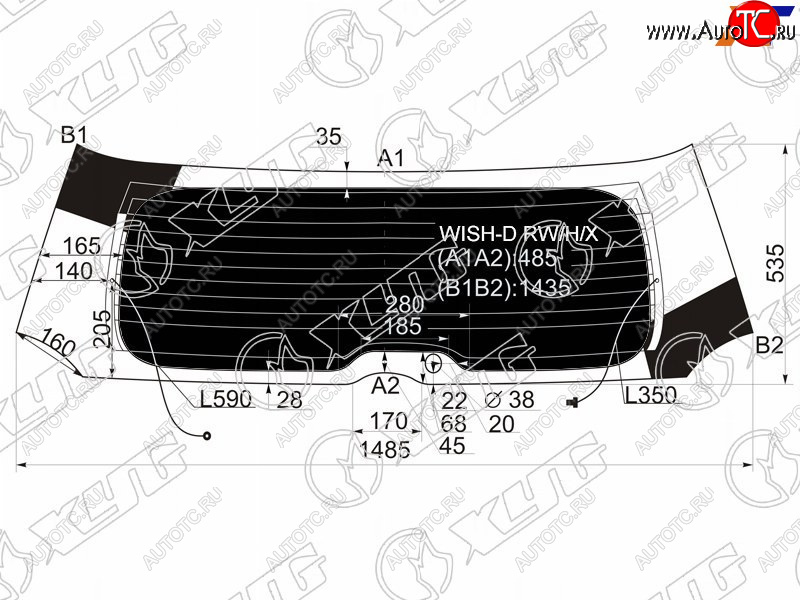 9 749 р. Стекло заднее (Затемненное Обогрев) Toyota Wish 03-09 XYG WISH-D RW/H/X  с доставкой в г. Пермь