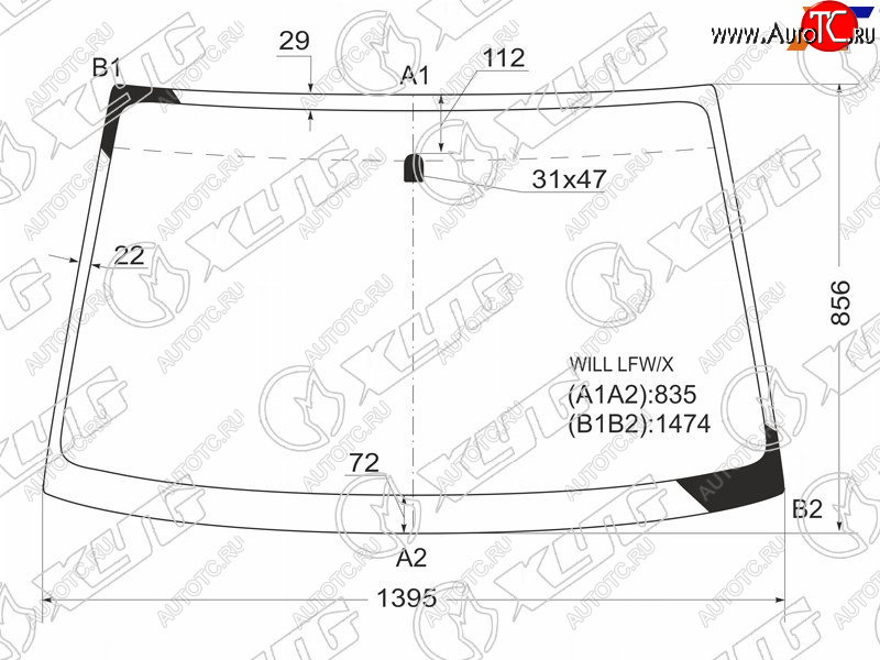 8 649 р. Стекло лобовое TOYOTA WILL VS 01-04 XYG WILL LFW/X  с доставкой в г. Пермь