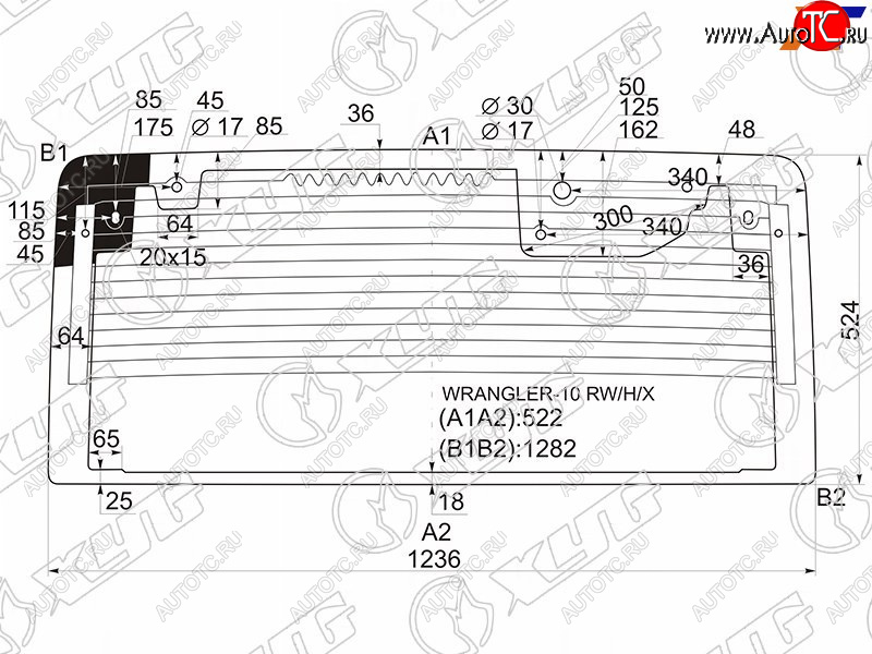 14 999 р. Стекло заднее (Цвет зеленый Обогрев) Jeep Wrangler 10-18 XYG WRANGLER-10 RW/H/X  с доставкой в г. Пермь