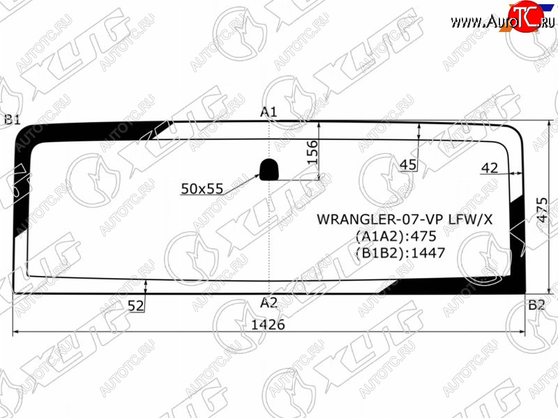 3 399 р. Стекло лобовое Jeep Wrangler 06-18 XYG WRANGLER-07-VP LFW/X  с доставкой в г. Пермь