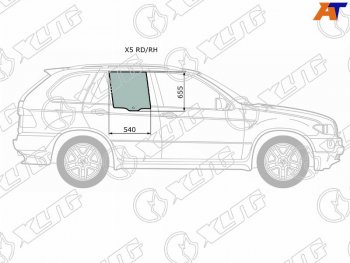 1 799 р. Стекло боковое опускное (Сзади Справа Цвет зеленый) BMW X5 99-06 XYG X5 RD/RH  с доставкой в г. Пермь. Увеличить фотографию 1