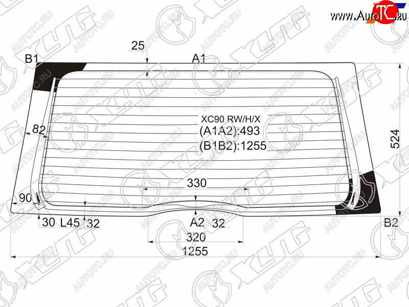 11 749 р. Стекло заднее (Цвет зеленый Обогрев) Volvo XC90 02-14 XYG XC90 RW/H/X  с доставкой в г. Пермь