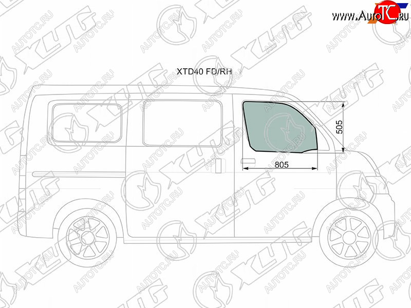 929 р. Стекло боковое опускное (Спереди Справа Цвет зеленый) Daihatsu Grand Max 07-19  Toyota Lite Ace 0 XYG XTD40 FD/RH  с доставкой в г. Пермь