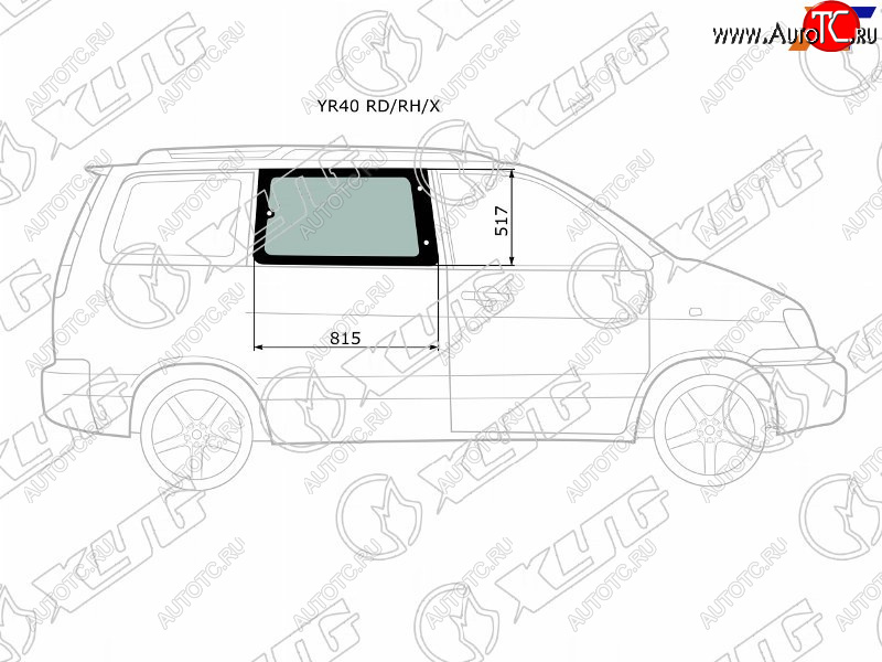 3 199 р. Стекло кузова боковое (не опускное) (Справа Цвет зеленый) Toyota Lite Ace 96-07  Lite Ace Noah 96- XYG YR40 RD/RH/X  с доставкой в г. Пермь