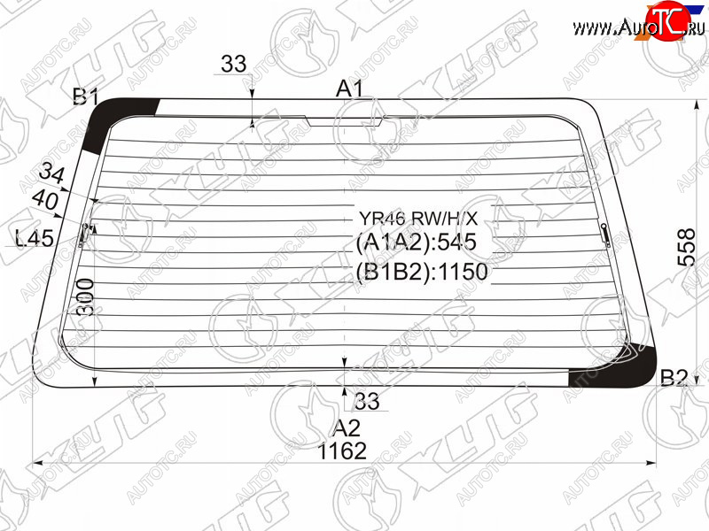 8 799 р. Стекло заднее (Цвет зеленый Обогрев) Toyota Lite Ace 96-07  Lite Ace Noah 96-01  Town Ace 96-08  XYG YR46 RW/H/X  с доставкой в г. Пермь