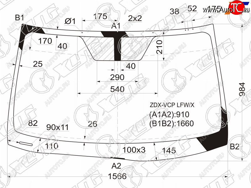 10 999 р. Стекло лобовое Acura ZDX 09-13 XYG ZDX-VCP LFW/X  с доставкой в г. Пермь