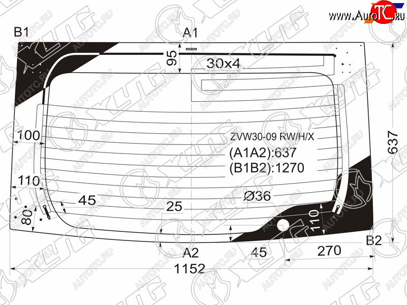 8 799 р. Стекло заднее (Цвет зеленый Обогрев) Toyota Prius (ZVW30) 09-16  Prius PHV 12-16 XYG ZVW30-09 RW/H/X  с доставкой в г. Пермь