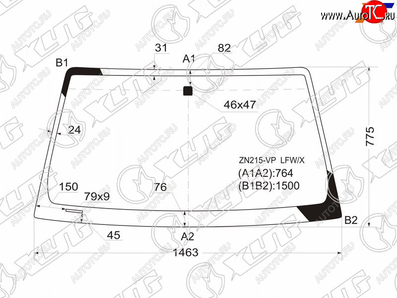 4 999 р. Стекло лобовое Toyota Hilux Pick Up 04-15  4Runner 02-09  Fortuner 04-15  Hilux Surf 02-09 XYG ZN215-VP LFW/X  с доставкой в г. Пермь