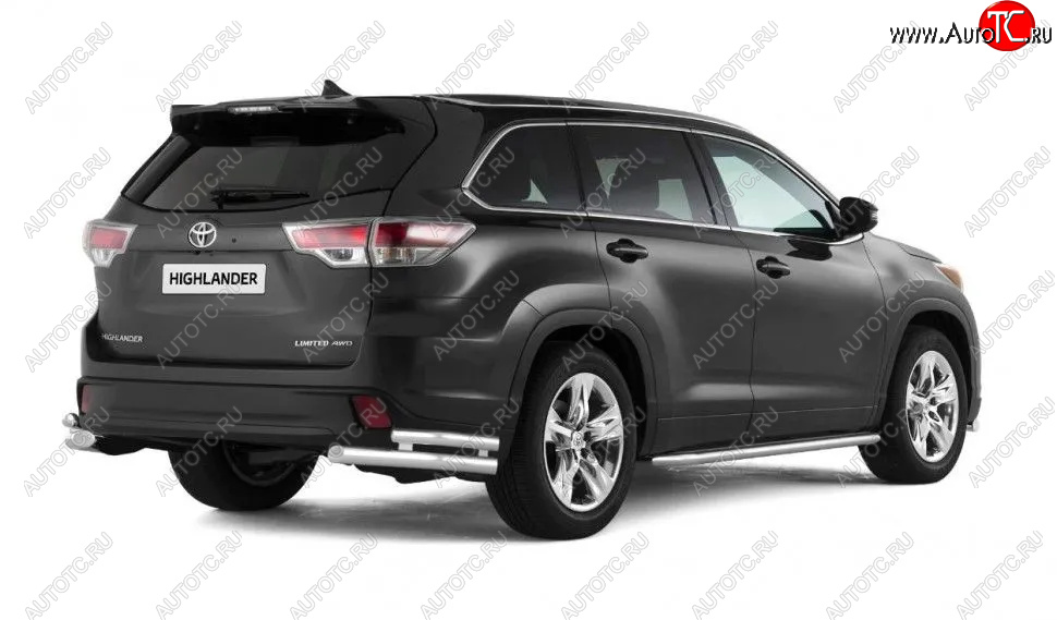 25 269 р. Защита заднего бампера (двойная, уголки d63/51 мм)  Toyota Highlander  XU50 (2013-2020) дорестайлинг, рестайлинг  с доставкой в г. Пермь