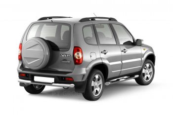 Защита заднего бампера (с накладкой, d63 мм) TCC Chevrolet Niva  2123 (2009-2020) рестайлинг