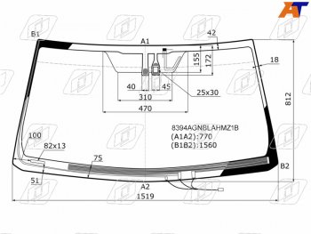 Стекло лобовое (Обогрев щеток Антенна Датчик дождя) Toyota Land Cruiser Prado (J150) 09-17  Lexus FUYAO 8394AGNBLAHMZ1B