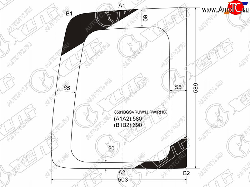 6 899 р. Стекло заднее (Цвет зеленый) Volkswagen Caddy 03-20 XYG 8581BGSVRUW1J RW/RH/X  с доставкой в г. Пермь