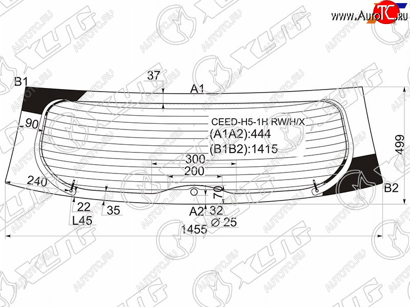 8 499 р. Стекло заднее (Цвет зеленый Обогрев 5D HBK) Kia Ceed 06-12 XYG CEED-H5-1H RW/H/X  с доставкой в г. Пермь