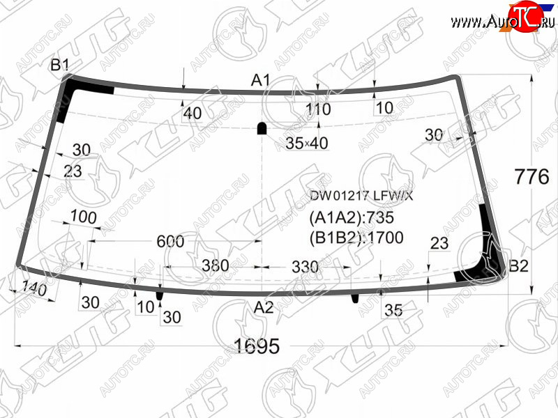 8 449 р. Стекло лобовое (Молдинг) Chevrolet Tahoe 95-07  Cadillac Escalade 99-06  Chevrolet Avalanche 03-06 XYG DW01217 LFW/X  с доставкой в г. Пермь