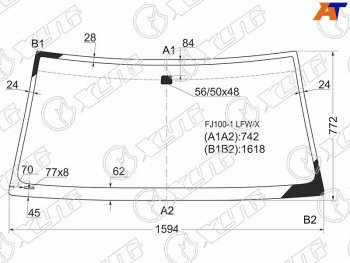 Стекло лобовое Toyota Land Cruiser (J100) 98-07  Lexus LX 98-07  Toyota Land Cruiser Cygnus 98-07 XYG FJ100-1 LFW/X