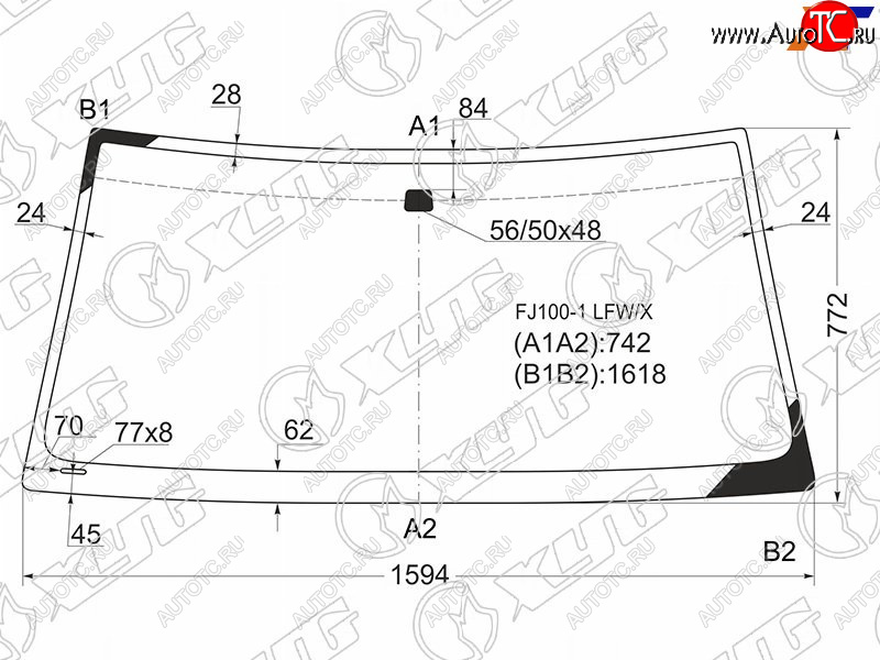 5 299 р. Стекло лобовое Toyota Land Cruiser (J100) 98-07  Lexus LX 98-07  Toyota Land Cruiser Cygnus 98-07 XYG FJ100-1 LFW/X  с доставкой в г. Пермь
