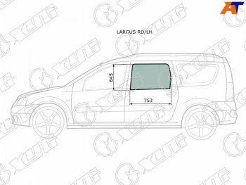 2 349 р. Стекло боковое опускное (Сзади Слева Цвет зеленый) Dacia Logan 04-08  Logan Mcv 08-12  LADA Larg XYG LARGUS RD/LH  с доставкой в г. Пермь. Увеличить фотографию 1