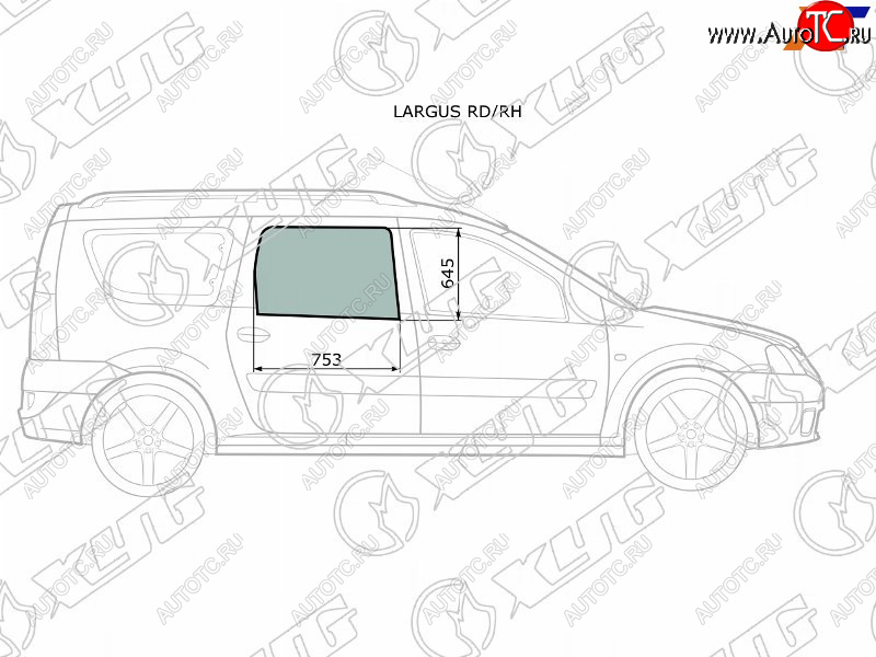 2 349 р. Стекло боковое опускное (Сзади Справа Цвет зеленый) Dacia Logan 04-08  Logan Mcv 08-12  LADA Lar XYG LARGUS RD/RH  с доставкой в г. Пермь