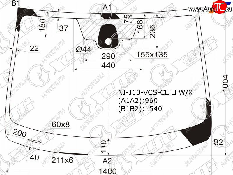 6 299 р. Стекло лобовое (Датчик дождя) Nissan Qashqai 06-13  Dualis 07-14  Qashqai+2 08-14 XYG NI-J10-VCS-CL LFW/X  с доставкой в г. Пермь