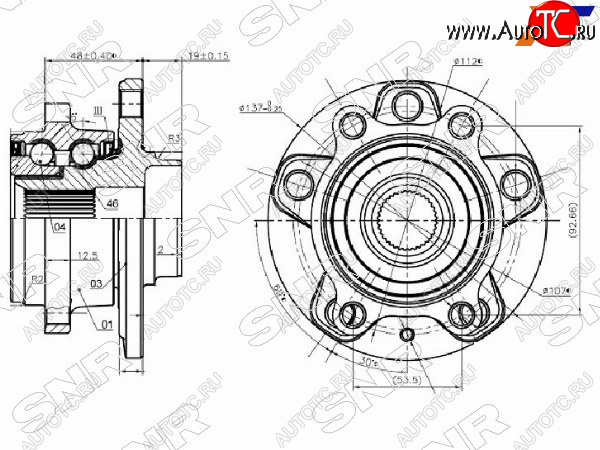 13 999 р. Ступичный узел передзад 4WD AUDI Q3SKODA YETIVW PASSATTIGUAN SNR R15456  с доставкой в г. Пермь