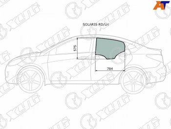 2 399 р. Стекло боковое опускное (Сзади Слева Цвет зеленый) Hyundai Solaris 10-17  Accent 11-17 XYG SOLARIS RD/LH  с доставкой в г. Пермь. Увеличить фотографию 1