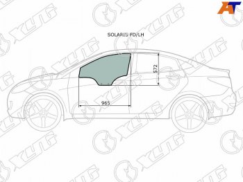 2 499 р. Стекло боковое опускное (Спереди Слева Цвет зеленый) Hyundai Solaris 10-17  Kia Rio 11-17  Hyund XYG SOLARIS FD/LH  с доставкой в г. Пермь. Увеличить фотографию 1