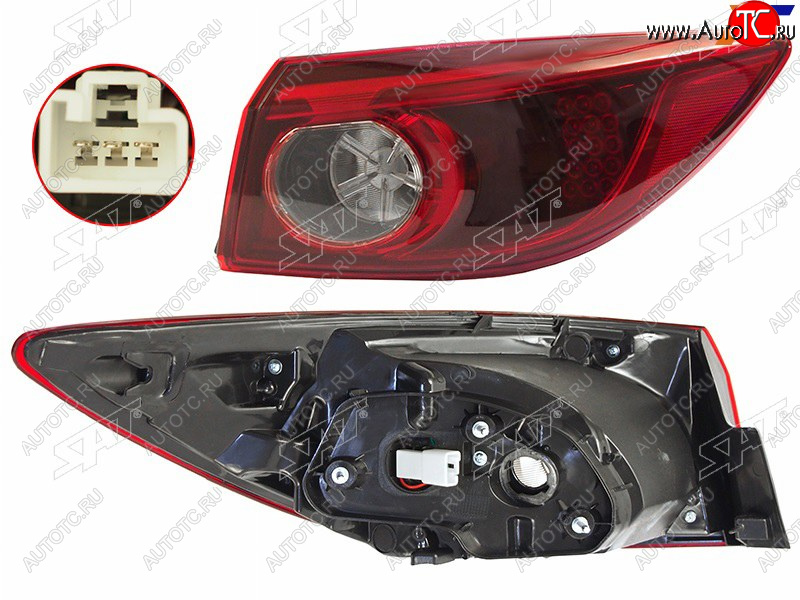 3 999 р. Фонарь задний правый (внешний, LED) SAT Mazda 3/Axela BM рестайлинг седан (2016-2019)  с доставкой в г. Пермь
