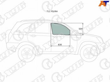 2 599 р. Стекло боковое опускное (Спереди Справа Цвет зеленый) Chery Tiggo T11 05-16  Vortex Tingo 10-14 XYG T11 FD/RH  с доставкой в г. Пермь. Увеличить фотографию 1