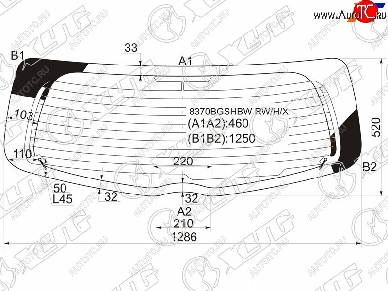 7 499 р. Стекло заднее (Цвет зеленый Обогрев 35D HBK) Toyota Vitz 05-10  Yaris 05-13 XYG 8370BGSHBW RW/H/X  с доставкой в г. Пермь