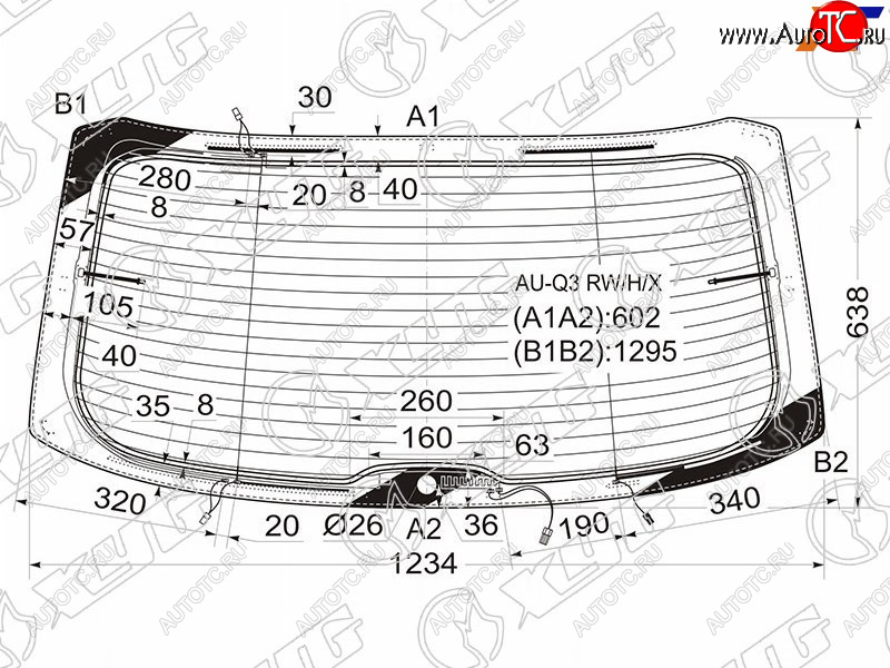 11 449 р. Стекло заднее (Цвет зеленый Обогрев Антенна) Audi Q3 11-19 XYG AU-Q3 RW/H/X  с доставкой в г. Пермь
